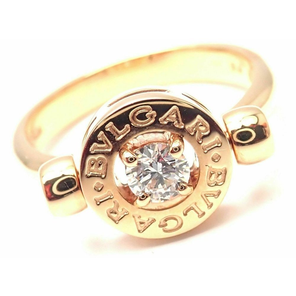 Authentic! Bulgari Bvlgari 18k Rose Gold Diamond Flip Ring Size 5.75​